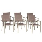 Lot de 6 chaises en aluminium taupe - textil�ne taupe