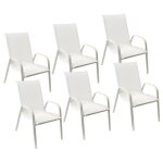 Lot de 6 chaises marbella en textil�ne blanc - aluminium blanc