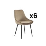 Lot de 6 chaises masurie - velours et m�tal noir - taupe - design gondole