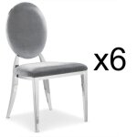 Lot de 6 chaises médaillon sofia velours argent Lot de 6 chaises médaillon sofia velours argent