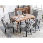 Lot de 6 chaises de salle à manger capitonnée en velours gris chaise 4 pieds pieds avec piqûre structure ... Lot de 6 chaises de salle à manger capitonnée en velours gris chaise 4 pieds pieds avec piqûre structure ...