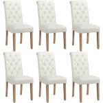 Lot de 6 chaises de salle à manger haut dossier assise rembourrées - pieds en bois chêne confortable ... Lot de 6 chaises de salle à manger haut dossier assise rembourrées - pieds en bois chêne confortable ...
