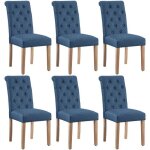 Lot de 6 chaises de salle � manger haut dossier assise rembourr�es - pieds en bois ch�ne confortable ...