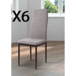 Lot de 6 chaises de salle � manger en jarama anthracite avec pieds chrom� noir - longueur 405 x profondeur ...