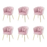 Lot de 6 chaises salle à manger - okwish - style modernes - dossier pétale coussins papillon - velours ... Lot de 6 chaises salle à manger - okwish - style modernes - dossier pétale coussins papillon - velours ...