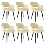 Lot de 6 chaises de salle � manger - pipipoxer - cuir beige - avec dossier et accoudoirs - pour cuisine ...