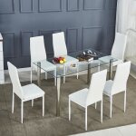 Lot de 6 chaises de salle à manger en simili chaise de cuisinecuir artificiel style contemporain blanc ... Lot de 6 chaises de salle à manger en simili chaise de cuisinecuir artificiel style contemporain blanc ...