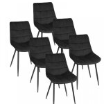 Lot de 6 chaises de salle  manger supfine - assise large 50 * 39cm - capacit de charge 120kg - noir ...