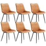Lot de 6 chaises de salle � mangersupportant jusqu?� 120 kg pied en acier dossier ergonomique marron ...