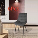 Lot de 6 chaises de salle  manger en velours gris fonc - jeobest - contemporain - design - mtal
