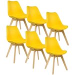 Woltu lot de 6 chaises de salle à manger pied en bois assise en similicuir style nordique jaune Woltu lot de 6 chaises de salle à manger pied en bois assise en similicuir style nordique jaune