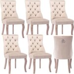 Lot de 6 chaise en velours chaise de salle � manger chambre salon avec dossier haut et matelassage de ...