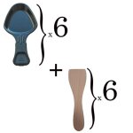 Lot de 6 coupelles  raclette et 6 pelles en bois pour polon spatule raclette raclette gril wok as306001 ...