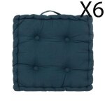 Lot de 6 coussins de sol carré coussin dassise en coton coloris bleu foncé - longueur 40 x profondeur ... Lot de 6 coussins de sol carré coussin dassise en coton coloris bleu foncé - longueur 40 x profondeur ...