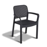 Lot de 6 fauteuils de jardin - allibert by keter - samanna - en rsine - coloris : gris graphite - empilable ...