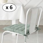 Lot de 6 galettes de chaises carr�e essential en coton matelass� - vert celadon - 38 x 38 cm