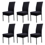 Lot de 6 housses de chaise extensibles universelle - moderne - noir