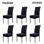 Lot de 6 housses de chaise stretch extensible uni en spandex - noir