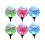 Lot de 6 lampe led boule solaire multicolore lampe dexterieur ou int�rieur - diam�tre 8 x hauteur 38 ...