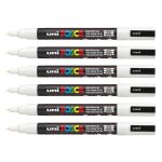 Lot de 6 marqueurs pointe conique fine pc3m 09 - 13mm blanc