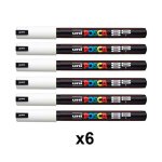 Lot de 6 marqueurs posca pc - 1mr blanc pointe extra - fine calibr�e