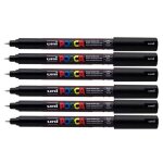 Lot de 6 marqueurs posca pc - 1mr noir pointe extra - fine calibre