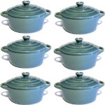Lot de 6 mini cocottes grises double poign�e avec couvercle hobby cook
