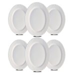 Lot de 6 plat oval assiette de service coloris blanc en verre - longueur 22 x profondeur 15 cm - juanio ...