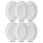 Lot de 6 plat oval assiette de service coloris blanc en verre - longueur 36 x profondeur 34 x hauteur ...