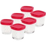 Lot de 6 pots pour yaourti�re multi d�lices express - seb - tasse de yaourt - rouge