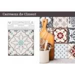 Lot de 6 stickers carreaux de ciment ? vert motif 2 stc