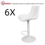 Lot de 6 tabourets de bar en serg� pu � carreaux (petits carreaux) - huole - r�glable en hauteur - blanc ...