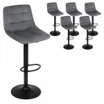 Lot de 6 tabourets de bar en velours gris fonc� jeobest - r�glables - pour bars cuisines restaurants ...