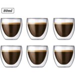 Lot de 6 tasses à café 80ml - verres à expresso à double paroi pour thé chaud expresso boisson Lot de 6 tasses à café 80ml - verres à expresso à double paroi pour thé chaud expresso boisson