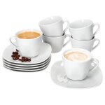 Tasses  caf avec soucoupes - mambocat - lotta - porcelaine blanche - 6 pices - 170ml