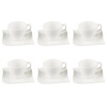 Tasses  caf & soucoupe - paris prix - lot de 6 - porcelaine - blanc - style contemporain