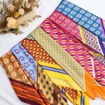 Lot de 7 foulard en soie dt 70x70cm - vitata - charpes - polyester - femme - noir