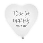 Lot de 8 ballons coeur - vive les mariés Lot de 8 ballons coeur - vive les mariés