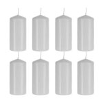 Lot de 8 bougies pilier longue dur�e 20h pour d�coration f�te coupure d�lectricit� � 5 cm x h 10 cm blanc ...