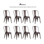 Lot de 8 chaises en fer à dossier couleur rouille - quiienclee - utilisation extérieur - 8 personnes Lot de 8 chaises en fer à dossier couleur rouille - quiienclee - utilisation extérieur - 8 personnes