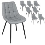 Lot de 8 chaise de salle � manger en simili et m�tal willonin� dossier ergonomique � carr� cuir artificiel ...