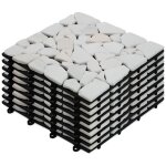 Lot de 8 dalles clipsables en galet blanc - oviala Lot de 8 dalles clipsables en galet blanc - oviala