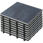 Lot de 8 dalles clipsables en pierre noire - oviala