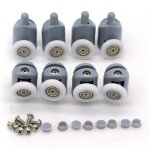 Lot de 8 roulettes ajustables pour porte de douche - folaya - galet - blanc - diam�tre 20 / 22 / 23 / ...