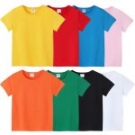 Lot de 8 t - shirts enfant garon et fille 100% coton couleur uni manches courtes col rond unisexe mixte ...
