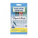 Stylos  bille papermate - lot de 8 - pointe moyenne - assortiment de couleurs