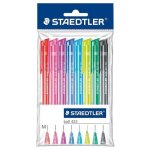 8 stylos � bille - pointe moyenne - couleurs assorties - staedtler ball 423
