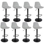 Lot de 8 tabourets de bar en cuir gris - homewell - r�glable en hauteur - int�rieur