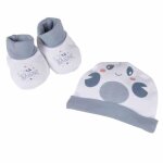 Lot bonnet & chaussons crabe 0  1 mois bleu