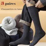 Lot de chaussettes longues pour homme en laine thermique dhiver - ecelen - 3 paires - noir